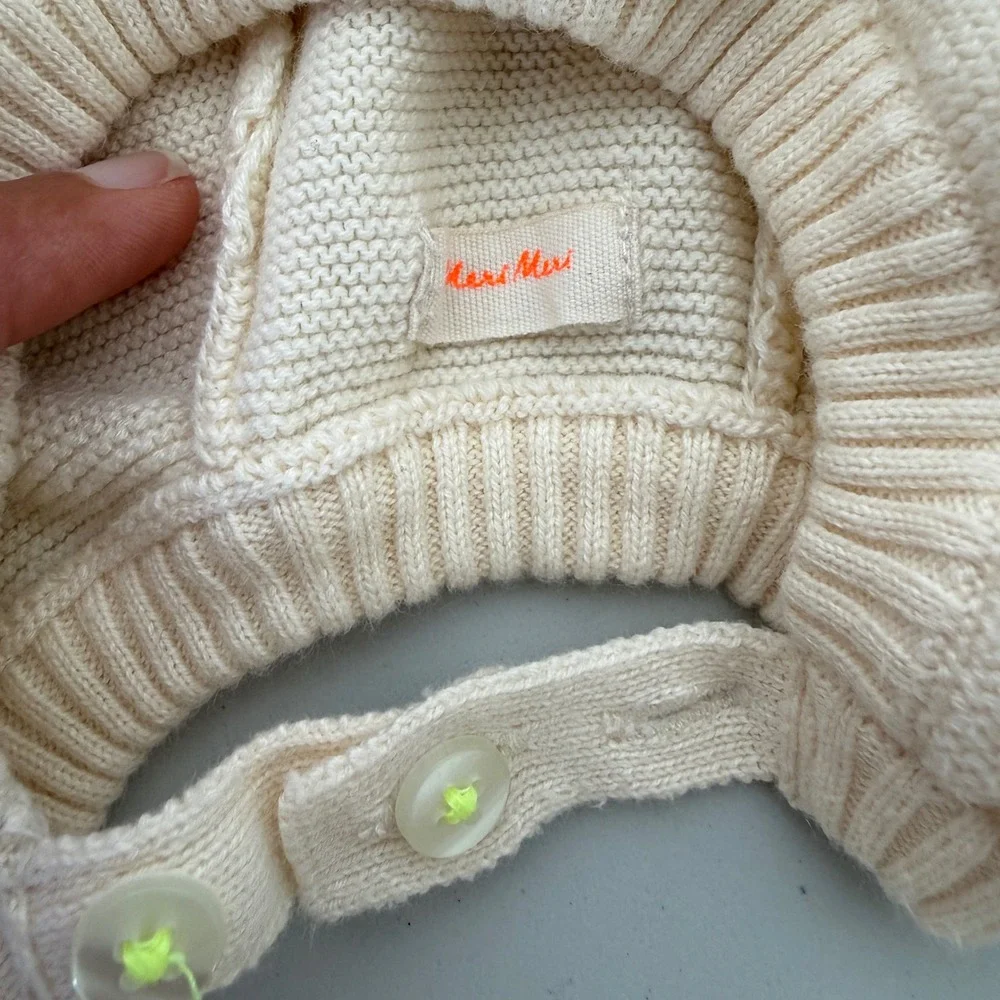 Meri Meri Kids Knit Bunny Bonnet Hat Lot of 2 Cream floppy  Ears photoshoot